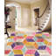 Tapis aubergine / ivoire / rose en laine noué à la main Patchwork