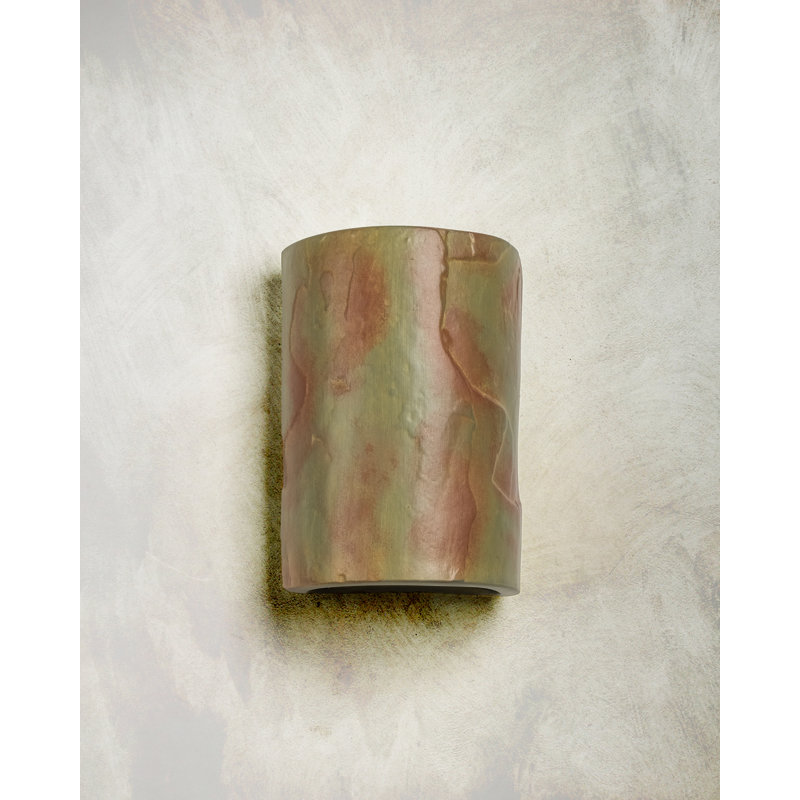 Donnice Flush Mount Ceramic Outdoor Wall Lights, LED Bulb Included, 10" H x 7" W x 4.5" D, Yellow Slate