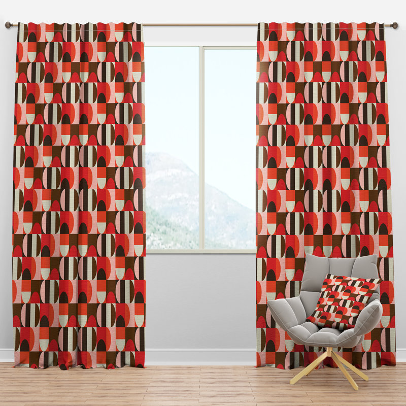 Panneau de rideau simple semi-diaphane avec passe-tringle Mid-Century Design, l 52 po x L 84 po