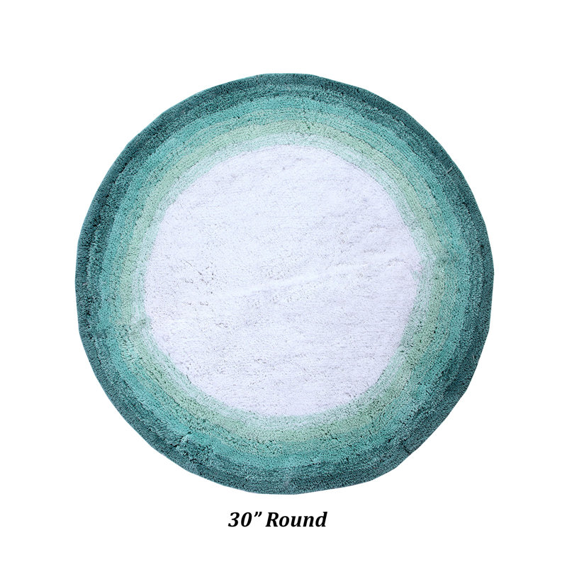 Orme 100% Cotton Tufted Bath Rug with Non-Slip Backing, Machine Washable, Ultra Soft & Absorbent Bath Mat 30" Round, Turquoise