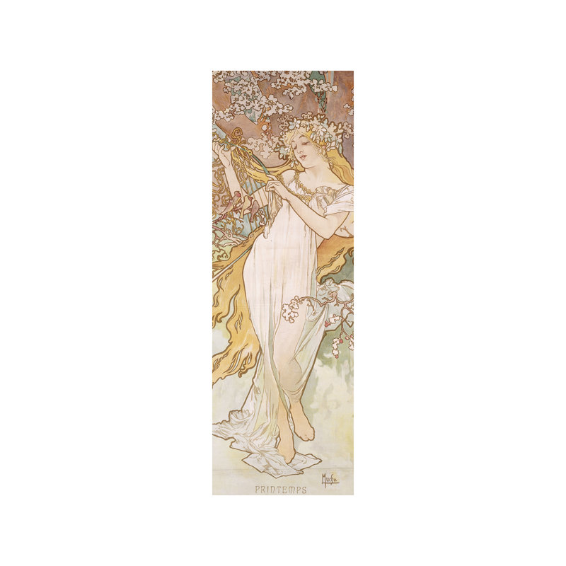 Spring (Printemps), C.1896 by Alphonse Mucha - Wrapped Canvas Panoramic Painting, 30.48 cm H x 91.44 cm W x 1.91 cm D