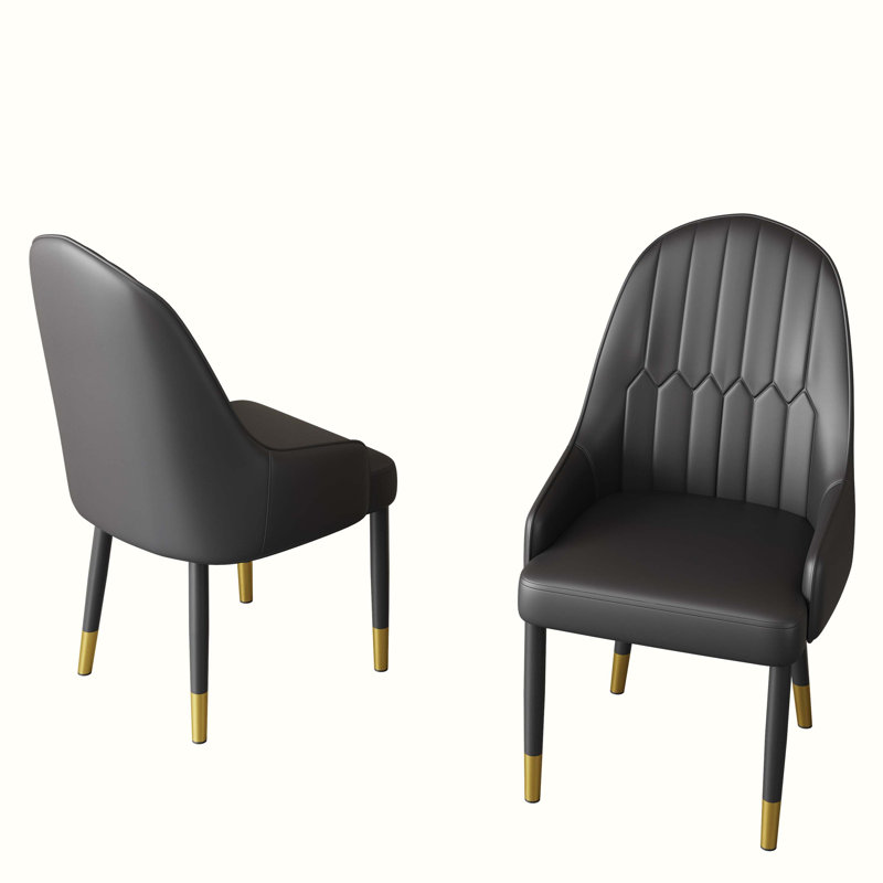 Perkoff 20.6'' H Faux Leather Upholstered Side Chair, Black