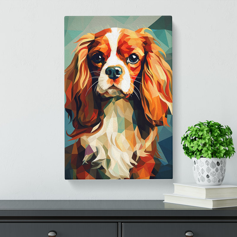 Cavalier King Charles Spaniel Cubism - No Frame Print, 50cm H x 35cm W x 3cm D