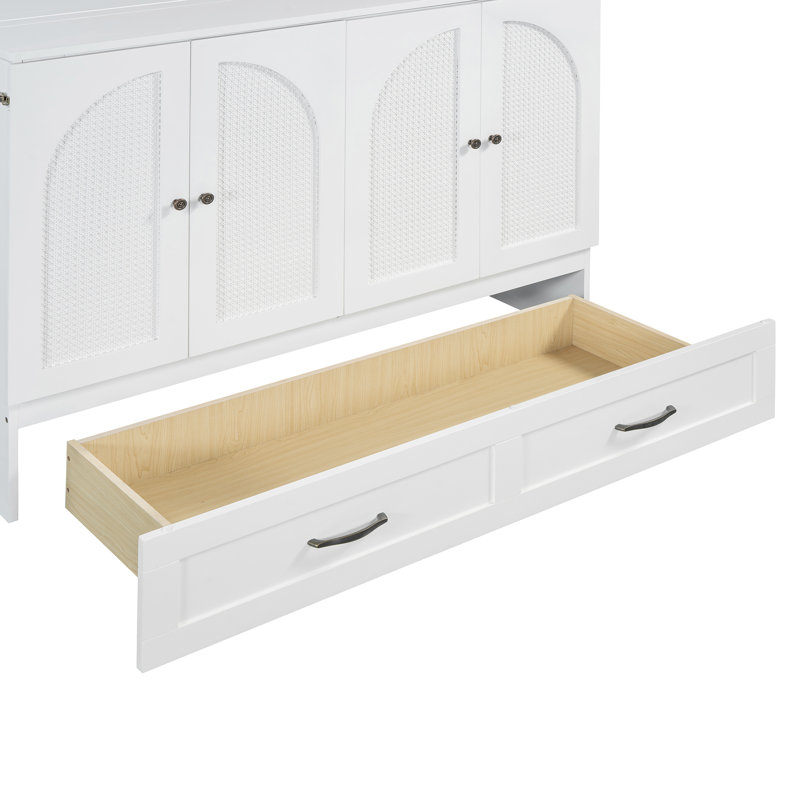 Lit escamotable avec grands tiroirs Murphy, Double, Blanc