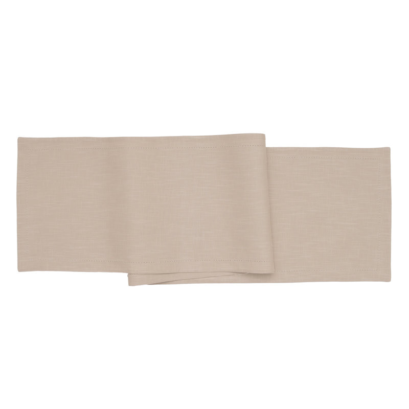 Hemstitch Solid Tan Table Runner, Tan