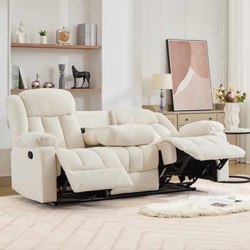 Anuhea 3 Seat Recliner Sofa with Central Console, Cream