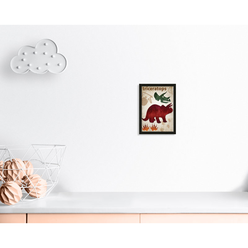 Adhésif décoratif dinosaures-04 ', H 15 po x l 11 po x P 1,1875 po, Cadre boîte à grain de bois noir