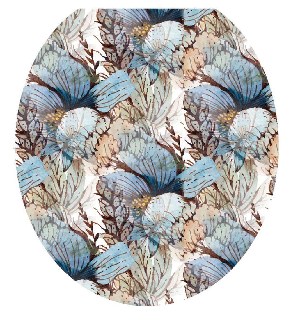 Elegant Misty Blue Floral Toilet Seat Decal – Toilet Tattoos Static Cling Vinyl Lid Cover Fits Round & Elongated Seats  Toilet Tattoos Toilet 