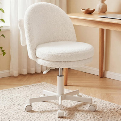 Fauteuils de coiffeuse en velours avec dossier, hauteur polyvalente: tabourets de bureau à tabourets Petit fauteuil de bureau ergonomique et confortable avec arc et coussin lombaire pour cadeau