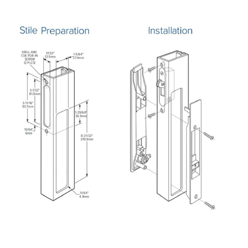 Adams Rite Flush Mount Handle No Mortise Lock