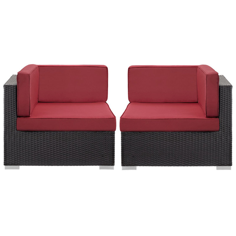 Ensemble de 2 chaises modulaires d'extérieur Ameil, Rouge