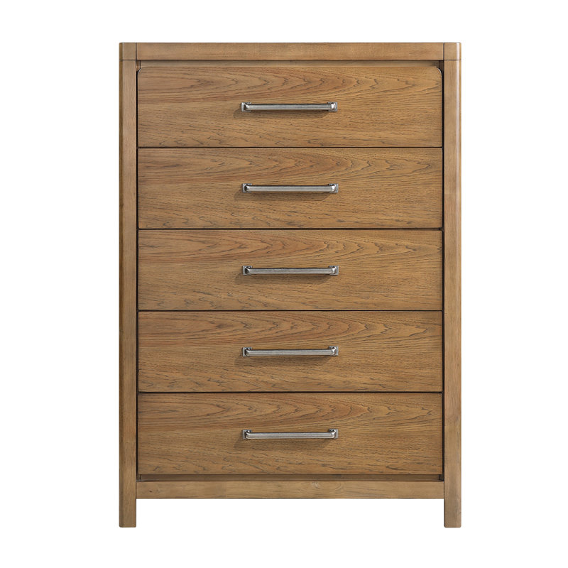 Commode de rangement 5 tiroirs brun clair