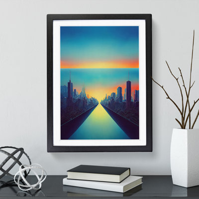 River Through A City Skyline - Single Picture Frame Print