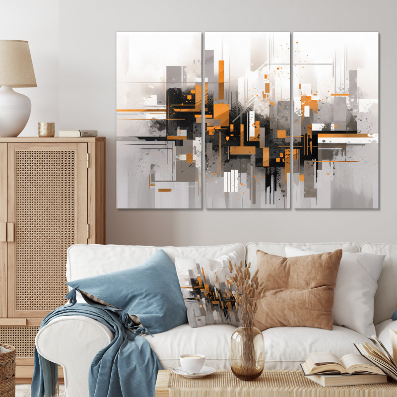 Ensemble de décorations murales orange gris et gris audacieux, H 28 po x l 36 po x P 1 po