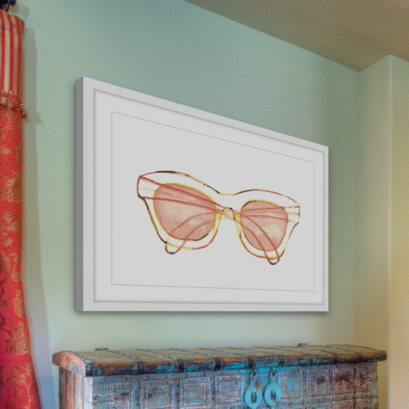 «Peach Sun lunettes» par Christine Lindstrom, reproduction encadrée, H 16 po x l 24 po x P 1,5 po