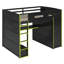 Full Size Wood Loft Bed With Desk,Wardrobe,Ample Storage Space,And RGB LED Light