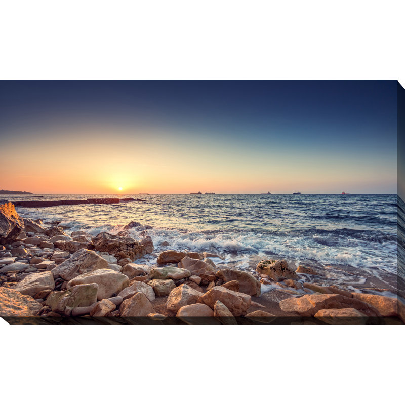 « pierres beach », reproduction de photo sur toile tendue, H 24 po x l 40 po x P 1 po