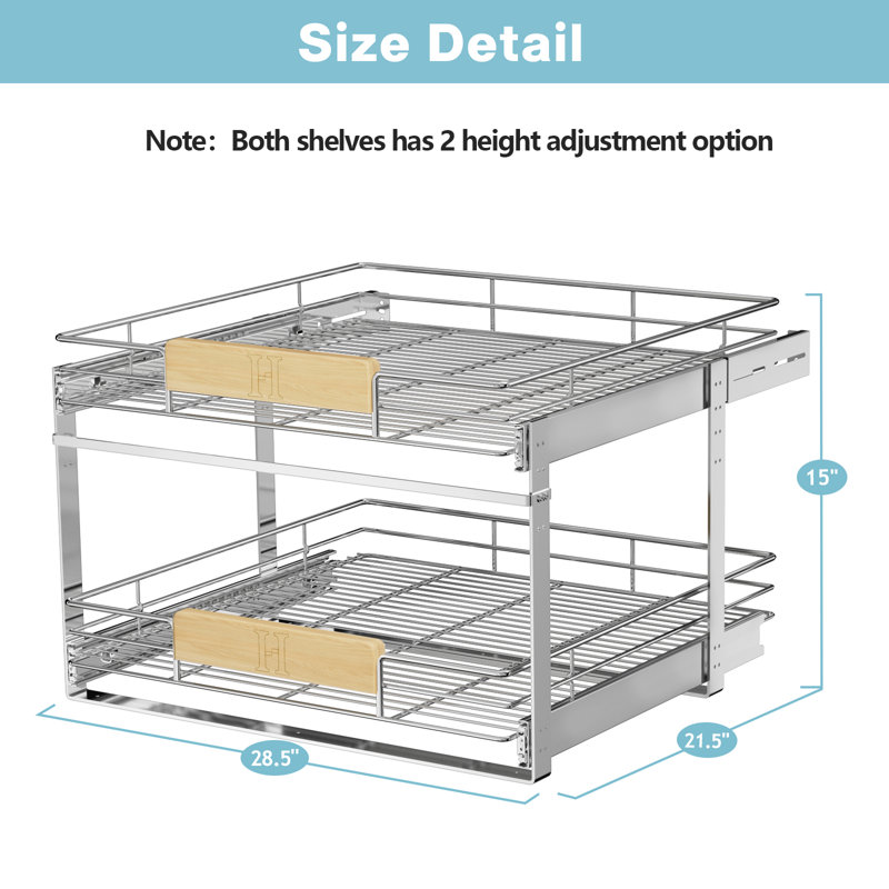 Rashun Pull Out Drawer, 15" H x 28.5" W x 21.5" D