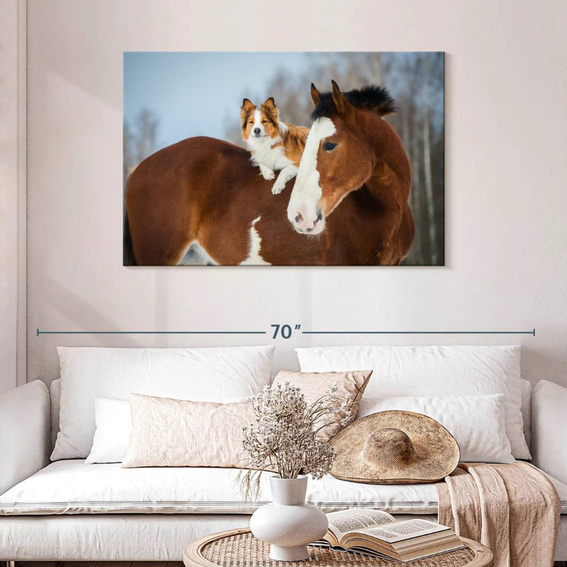 Bramley collie à cheval, H 30 po x l 45 po