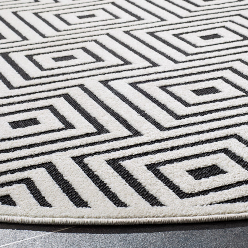 Tapis noir et crème Bosco, Rectangle 6 pi 7 po x 9 pi 6 po