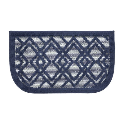 Tapis de cuisine en jacquard à motif géométrique bleu marine de 18 po x 30 po Brockham Home Decor