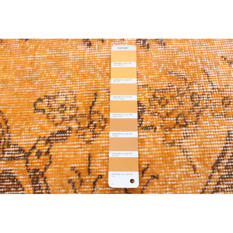 Tapis orange en laine noué à la main de conception unique 2000 pi 4 pi 8 po x 7 pi 9 po Ojambert