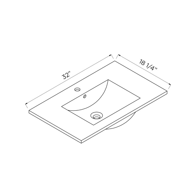 Plateau de meuble-lavabo simple 32 po en blanc avec lavabo Frameport