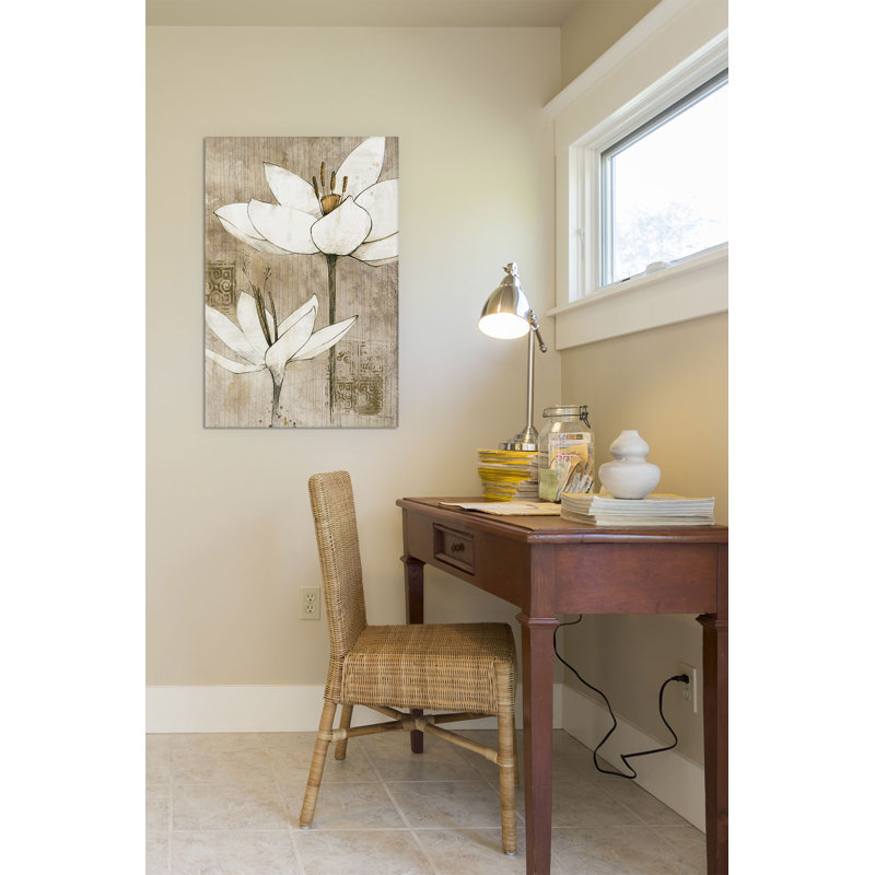 « crayon floral i », impression sur toile, H 26 po x l 18 po x P 1,5 po, Toile avec cadre noir, Pas de tapis