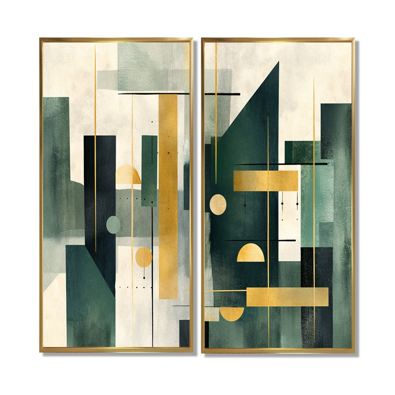 Univers vert doré - impressions sur toile modernes et vertes, 40" H x 40" W, Impression encadrée flottante, Gold