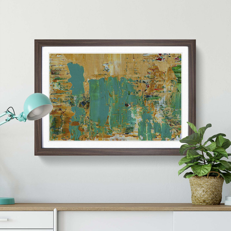 Abstract Art Painting Vol.177 by S.Johnson - Picture Frame Painting Print, Walnut Framed, 36cm H x 48cm W x 2cm D