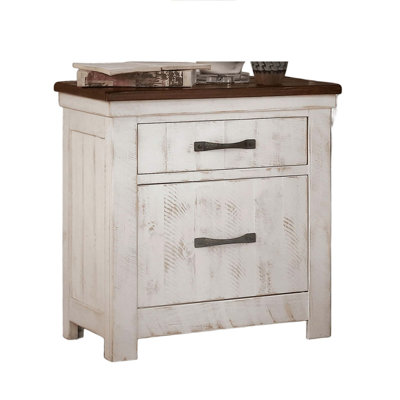 Plank Design Transitional style 1pc Nightstand Arch Pull 2-Drawers Solid wood Bedroom