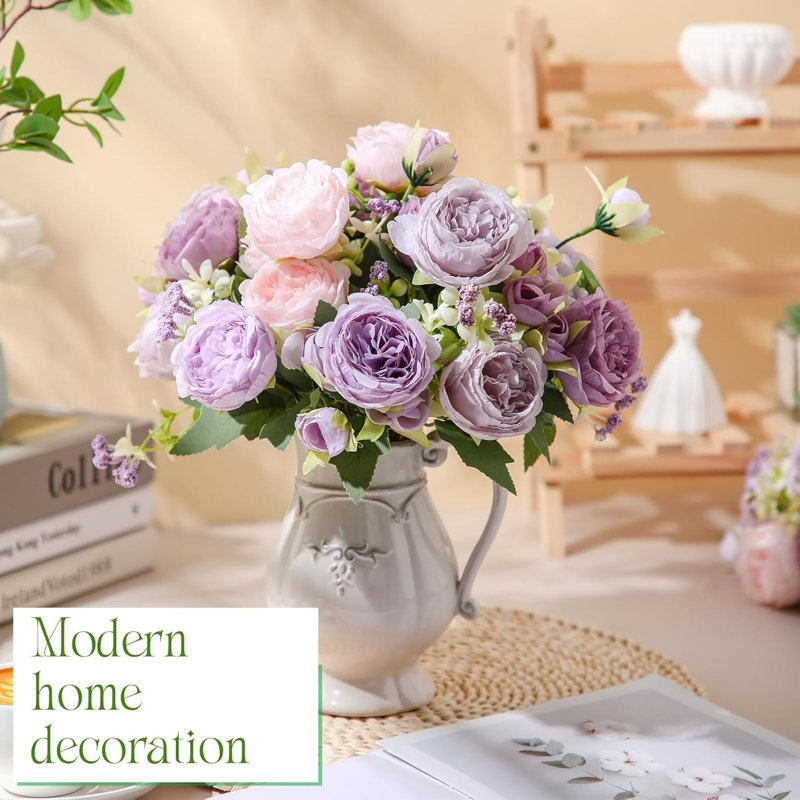 8 Bundles Purple Artificial Peony Bouquet Set