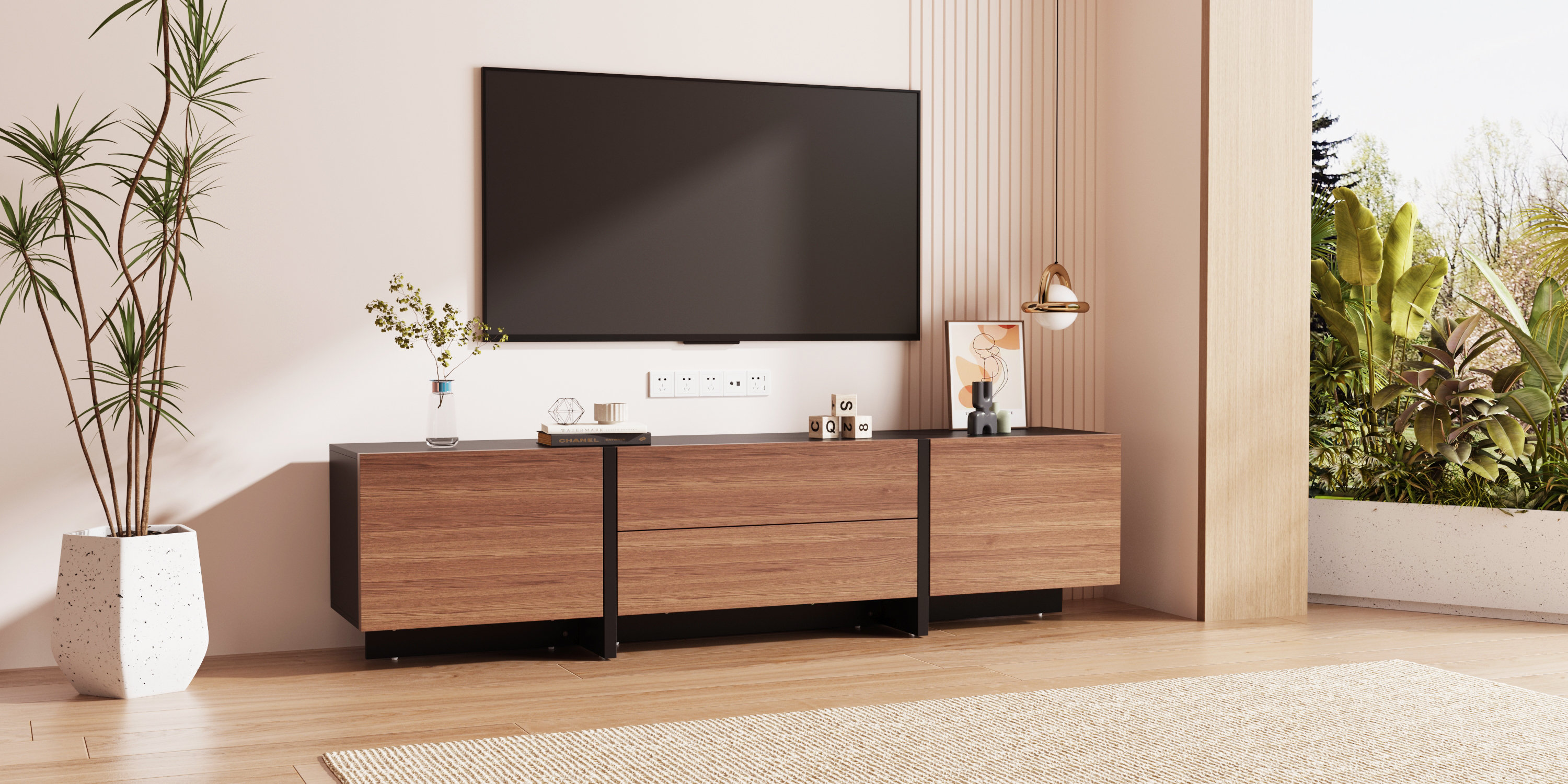 Wade Logan Antowine TV Stand for TVs up to 80 Reviews Wayfair