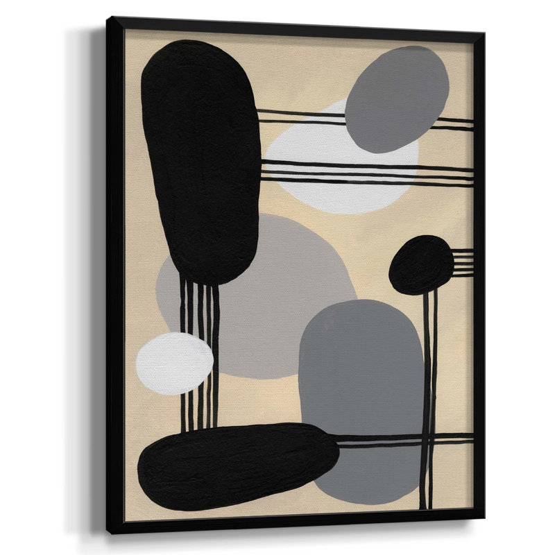 «Interconnected Shapes I» - reproduction de cadre photo simple, H 42,5 po x l 30,5 po, Papier avec cadre noir, Pas de tapis