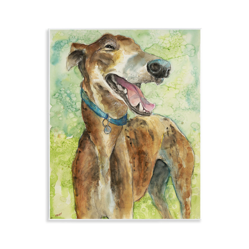 Plaque murale Greyhound Smile Watercolor, design par Patti Mann
