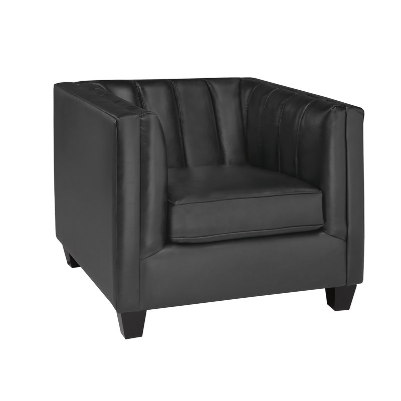 Fauteuil Telfair, Cuir véritable gris anthracite