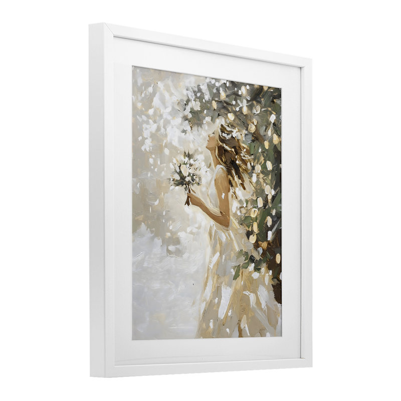 «Soft Snow Flurry», impression encadrée sous verre, design par LSR Design Studio, H 16 po x l 13 po, Cadre blanc côtier