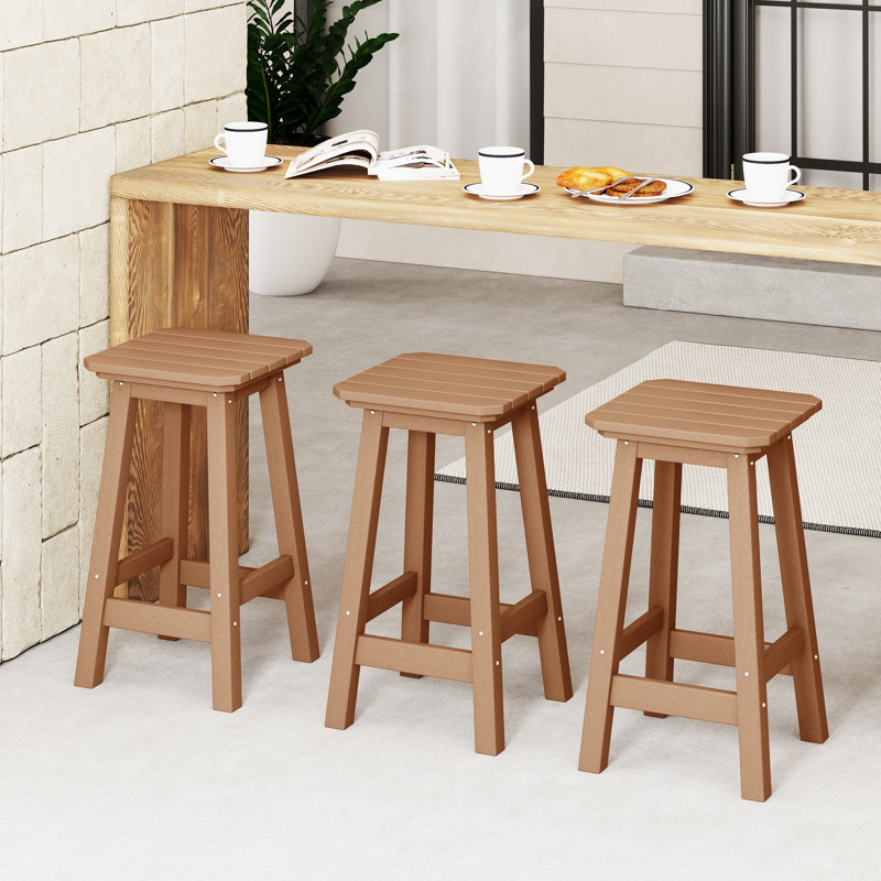 Tabouret de comptoir carré 24 po Vinnie (ensemble de 3), Brun