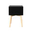 Table d'appoint noire avec 2 tiroirs et pieds en bois d'hévéa, armoires de salon de style Mid-Century moderne,