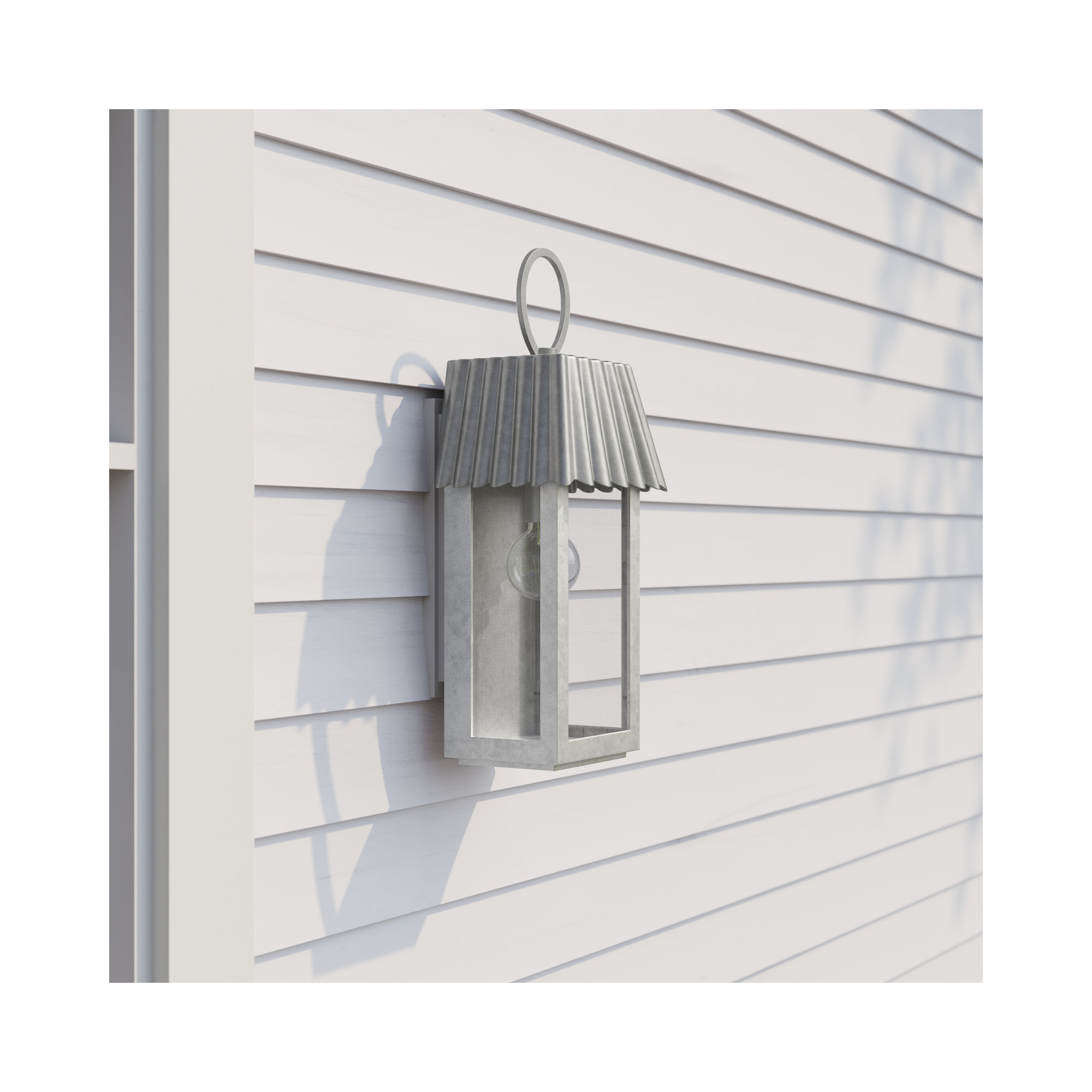 Godin Single Light Outdoor Wall Light, Galvanized, 22.38" H x 8.5" W x 7.13" D