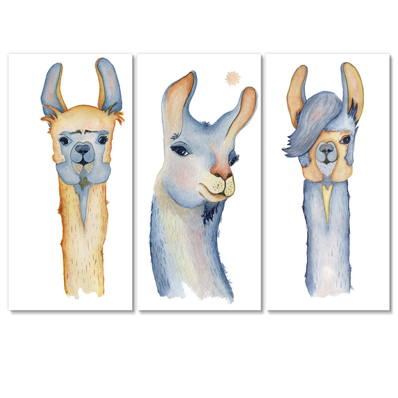Adorable dessin de lama mignon II - reproduction d'art sur toile traditionnelle, H 32 po x l 48 po x P 1 po