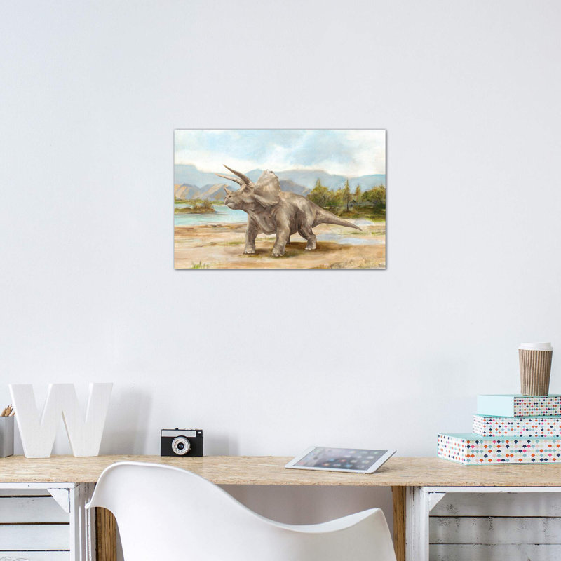 «Dinosaur Illustration II» par Ethan Harper - reproduction, H 32 po x l 48 po x 1,5 po, Toile tendue, Pas de tapis