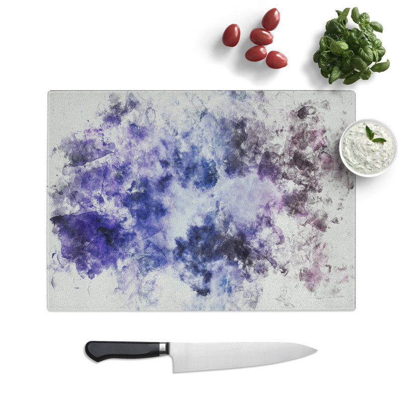 Tempered Glass Purple Clouds Chopping Board, 20 cm x 28.5 cm