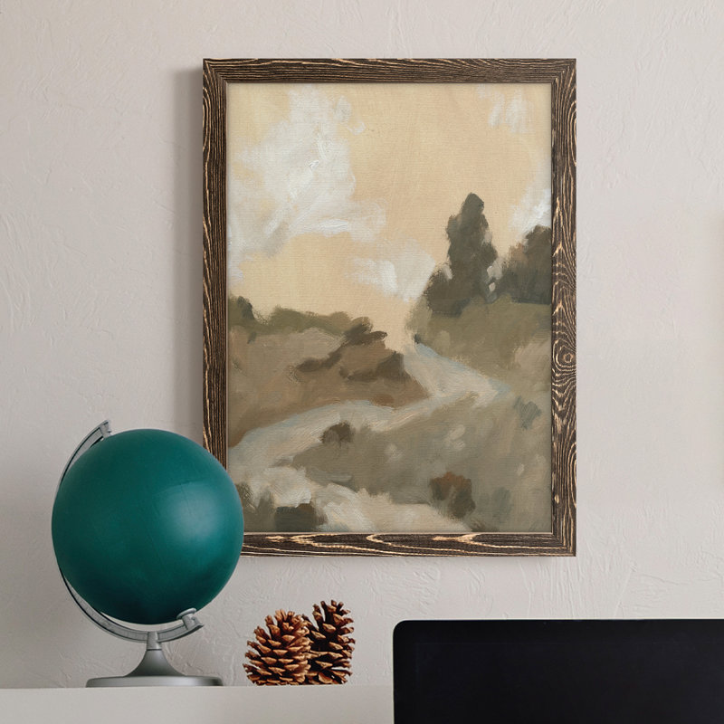 Hillside Walking Path I - Peinture sur toile encadrée, H 38 po x l 28 po x P 1 po, Noyer