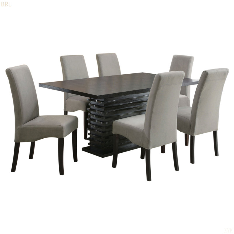 Ensemble de salle à manger confortable, 7 pièces : table, 6 chaises