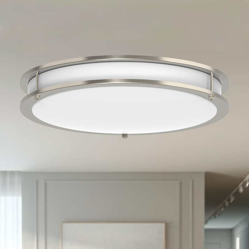 LED Ceiling Light 16" Brush Nickel 120V 28W 1960LM 5-Way Slectable CCT
