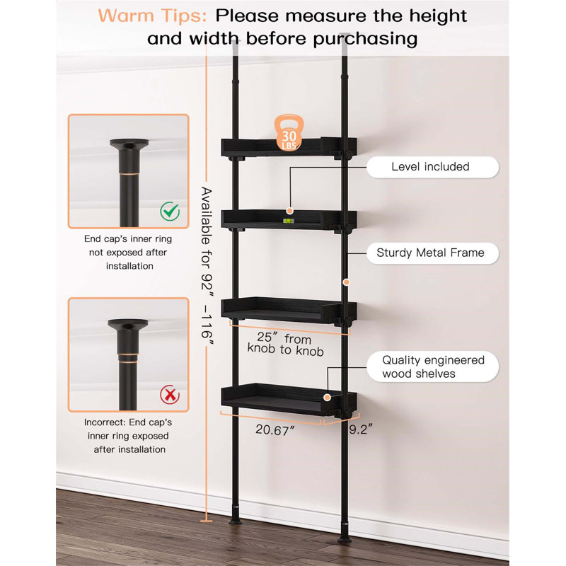 Rylann Manufactured Wood,Steel Over The Toilet Storage, Black