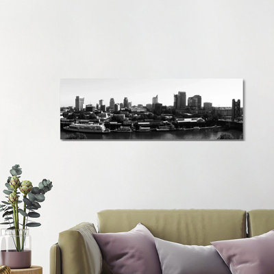 Sacramento Skyline Cityscape 1 Piece Wrapped Canvas Panoramic Wall Art