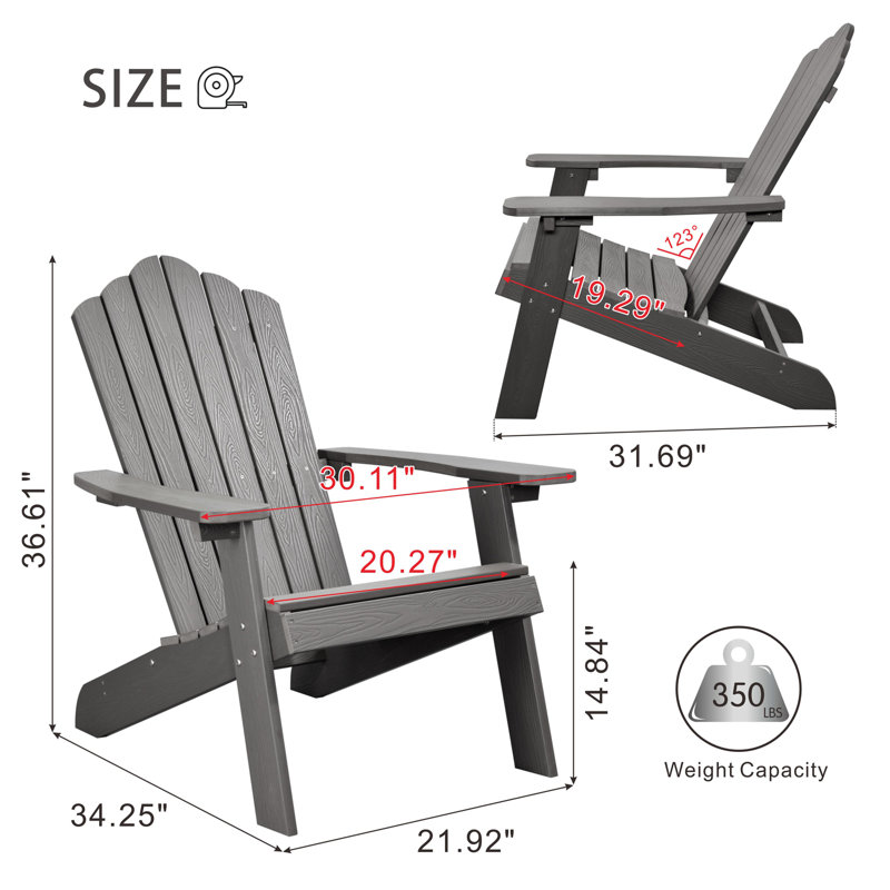 Outdoor Adirondack Chair, Charcoal Gray