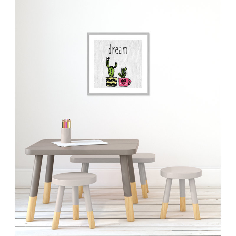 «Cacti A», art encadré, 22.5" H x 22.5" W x 1.18" D, Encadré de boîte argent